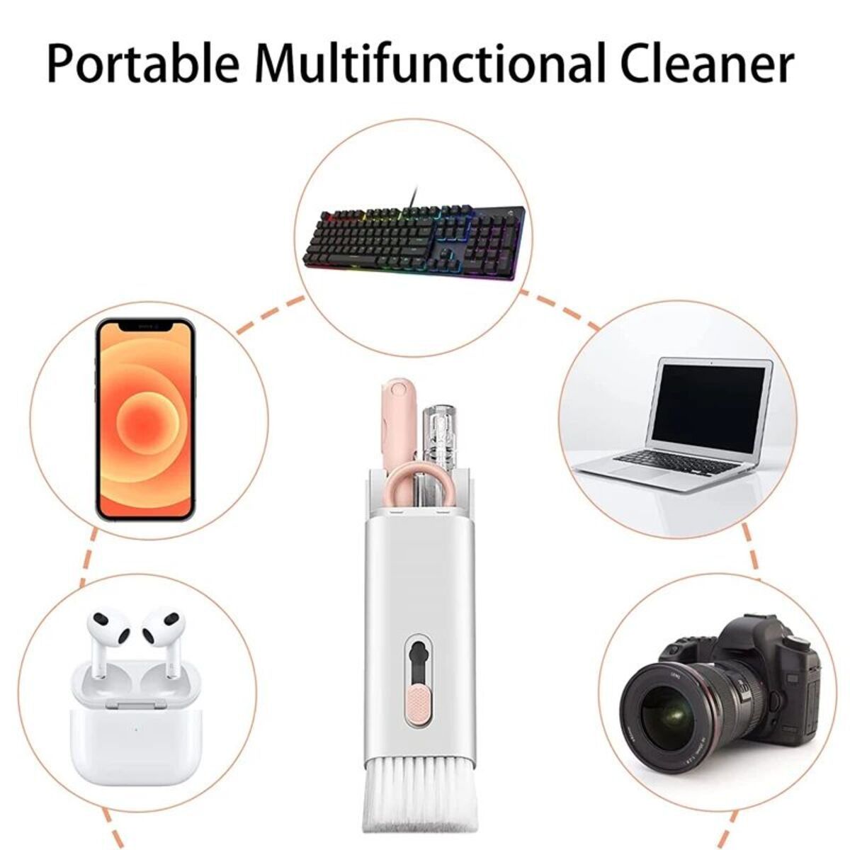 7 In 1 Computer Keyboard Cleaner Brush Kit Earphone Cleaning Pen For Headset Keyboard Cleaning Tools Cleaner Keycap Puller Kit - Image 4