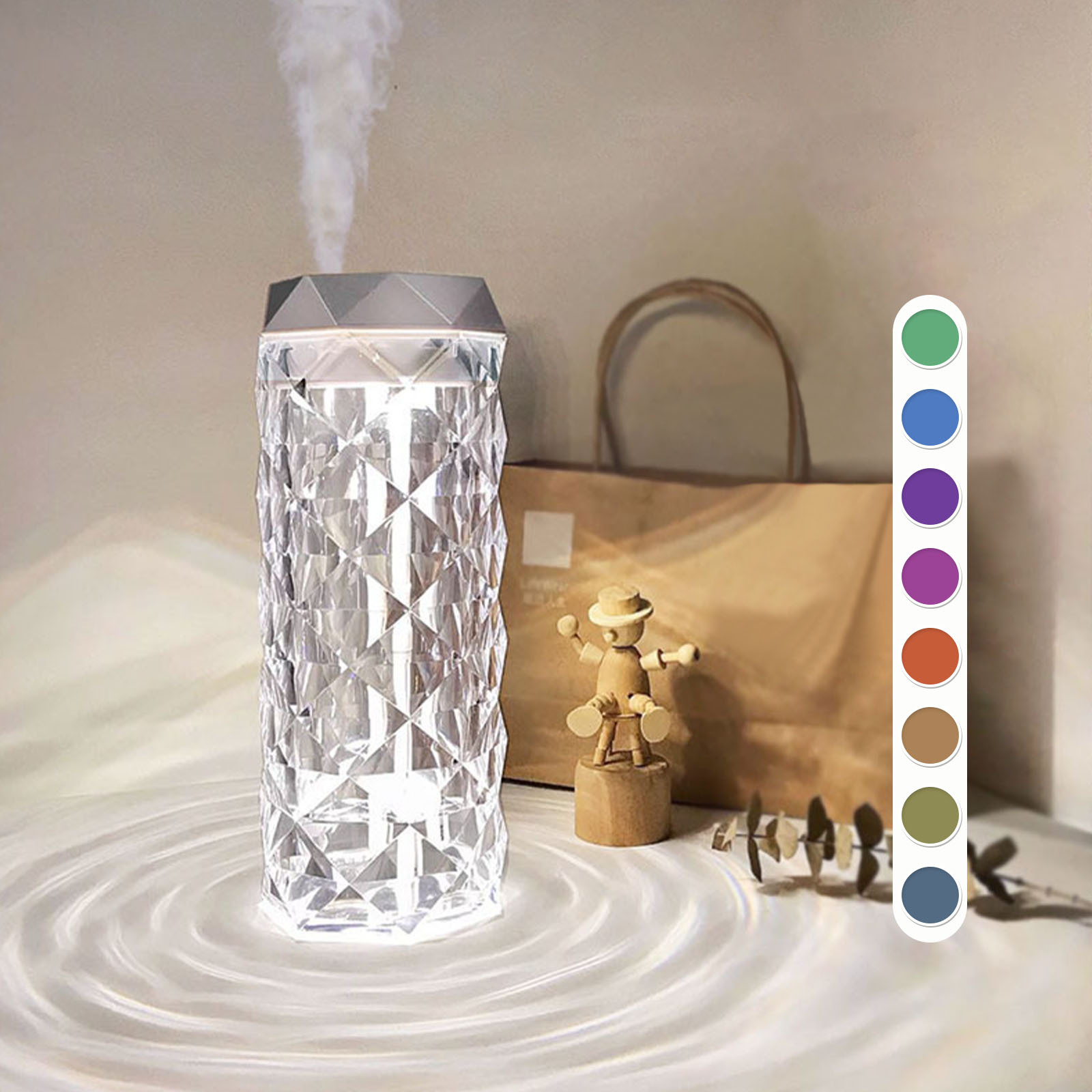 Crystal Lamp Air Humidifier Color Night Light Touch Lamp With Cool Mist Maker Fogger LED Atmosphere Room Decoration Home Decor Lights - Image 8