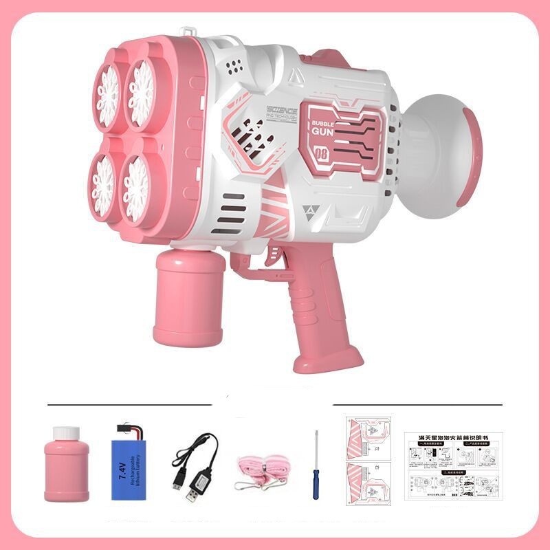 Bubble Gun Rocket Soap Bubble Machine Electric Space Launcher Continues To Produce Bubbles With LED Light - Image 3
