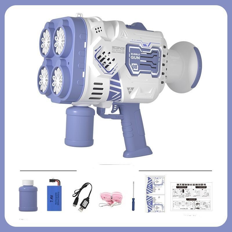 Bubble Gun Rocket Soap Bubble Machine Electric Space Launcher Continues To Produce Bubbles With LED Light - Image 5