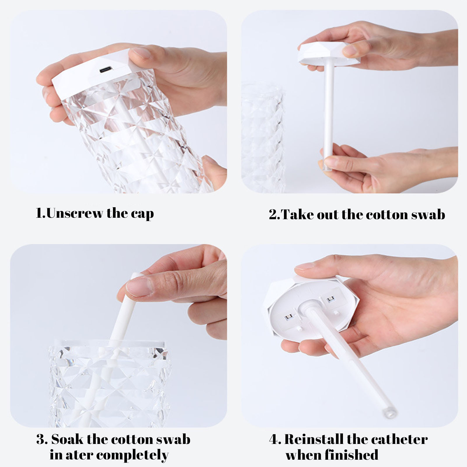Crystal Lamp Air Humidifier Color Night Light Touch Lamp With Cool Mist Maker Fogger LED Atmosphere Room Decoration Home Decor Lights - Image 5